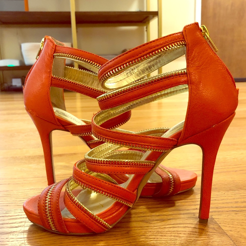 Orange Sole Society stilettos